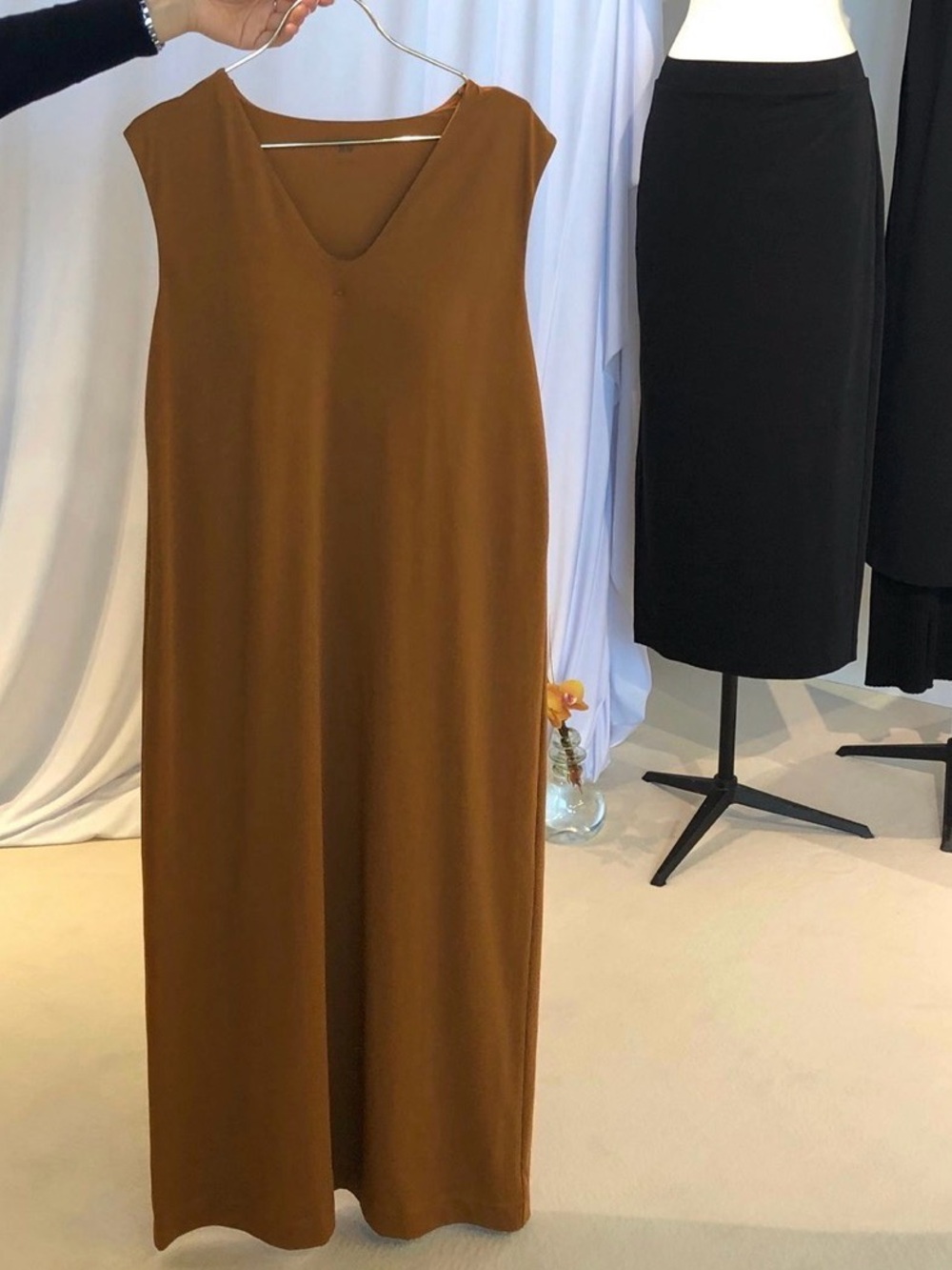 Mame Kurogouchi Uniqlo Airism Cotton Sleeveless Bra Midi Dress Brown M NWOT